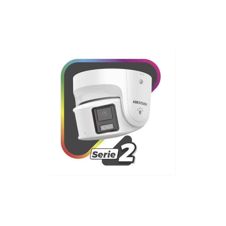 [PROTECCIÓN ACTIVA] Turret IP Panorámica 8 Megapíxel / 2 Lentes 4 mm (180°) / Imagen a Color 24/7 (ColorVu) / PoE /