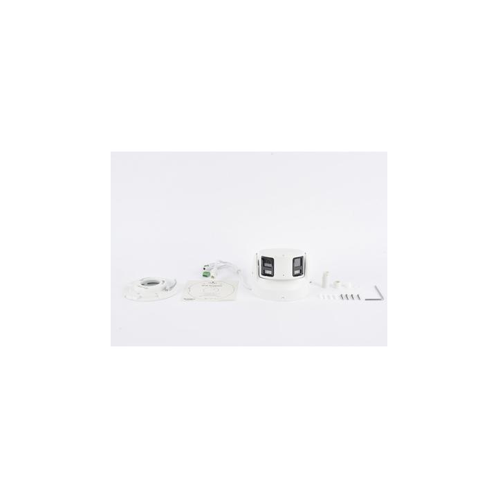 [PROTECCIÓN ACTIVA] Turret IP Panorámica 8 Megapíxel / 2 Lentes 4 mm (180°) / Imagen a Color 24/7 (ColorVu) / PoE /