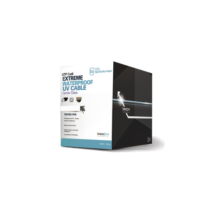 Bobina de Cable UTP Cat6 para Exterior en Color Blanco / 305 Metros (1000 Pies) / Certificada UL / Sin Blindaje