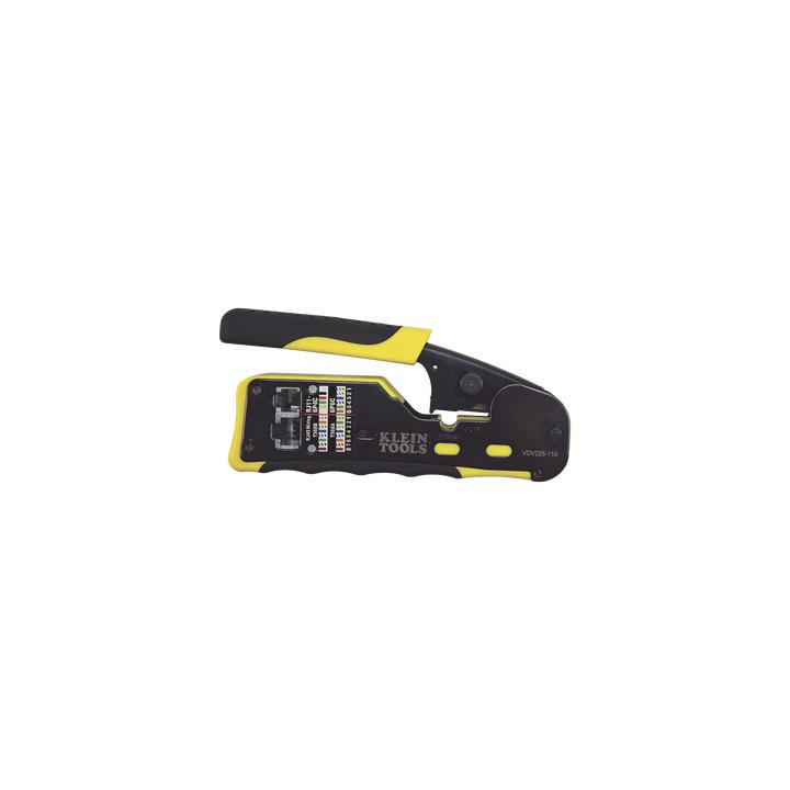 Ponchadora/Pelacables/Cortacables con Matraca para Conectores Pass-Thru RJ45 y Conectores Estándar RJ11/RJ12.