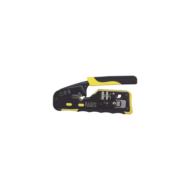 Ponchadora/Pelacables/Cortacables con Matraca para Conectores Pass-Thru RJ45 y Conectores Estándar RJ11/RJ12.