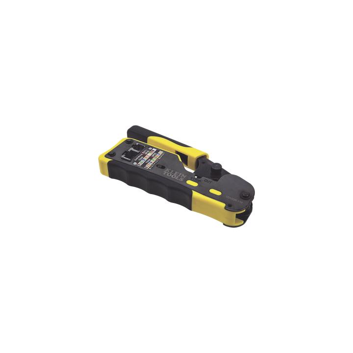 Ponchadora/Pelacables/Cortacables con Matraca para Conectores Pass-Thru RJ45 y Conectores Estándar RJ11/RJ12.