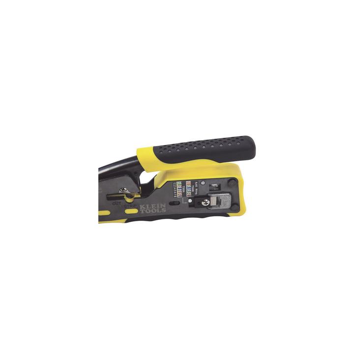Ponchadora/Pelacables/Cortacables con Matraca para Conectores Pass-Thru RJ45 y Conectores Estándar RJ11/RJ12.