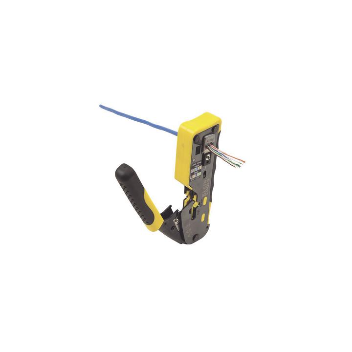 Ponchadora/Pelacables/Cortacables con Matraca para Conectores Pass-Thru RJ45 y Conectores Estándar RJ11/RJ12.