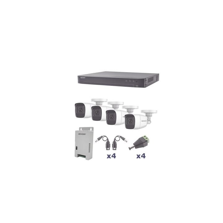 KIT TurboHD 1080p / DVR 4 Canales / 4 Cámaras Bala Policarbonato con Audio Integrado (exterior 2.8 mm) / Transceptores
