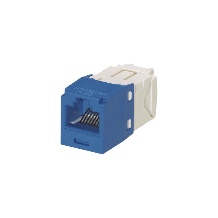 Conector Jack RJ45 Estilo TG, Mini-Com, Categoría 6, de 8 Posiciones y 8 Cables, Color Azul