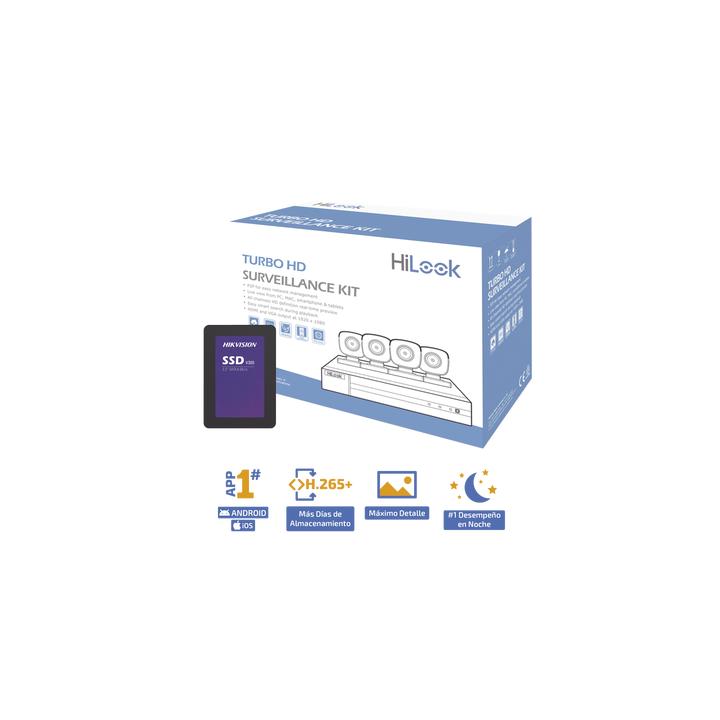 KIT TurboHD 1080p + SSD de 1 TB (1024 GB) / DVR 4 canales / 4 Cámaras Bala de Metal / Fuente de Poder / Accesorios de