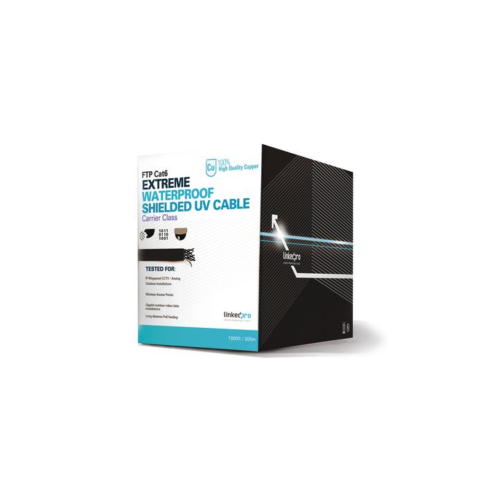 Bobina de Cable de 305 Metros (1000 Pies) Cat6+ Calibre 23 Exterior Blindado Tipo FTP para Climas Extremos, UL, Color