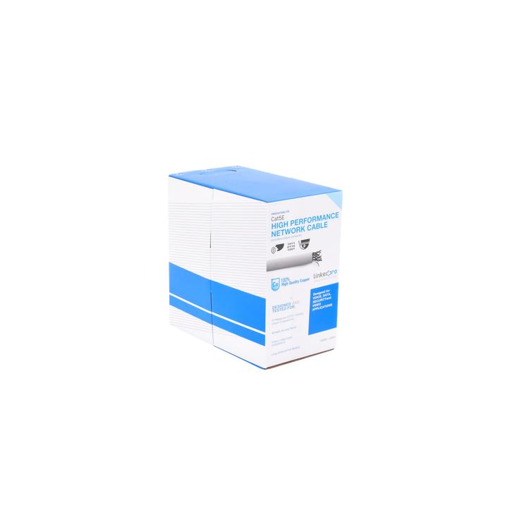 Bobina de Cable de 305 Metros (1000 Pies), Cat5e, 24 AWG, Color Gris, UL, para Aplicaciones en Videovigilancia, Redes