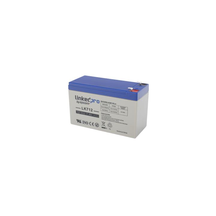 Batería 12 V / 7 Ah / UL / Tecnología AGM / Vida útil promedio 5 años / Uso en equipo electrónico, Alarmas de