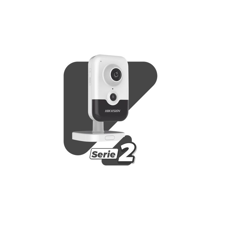Cubo IP 4 Megapixel / Serie PRO / Lente 2.8 mm / 10 mts IR EXIR / PoE / Sensor PIR / H.265+ / Interior / Audio de Dos