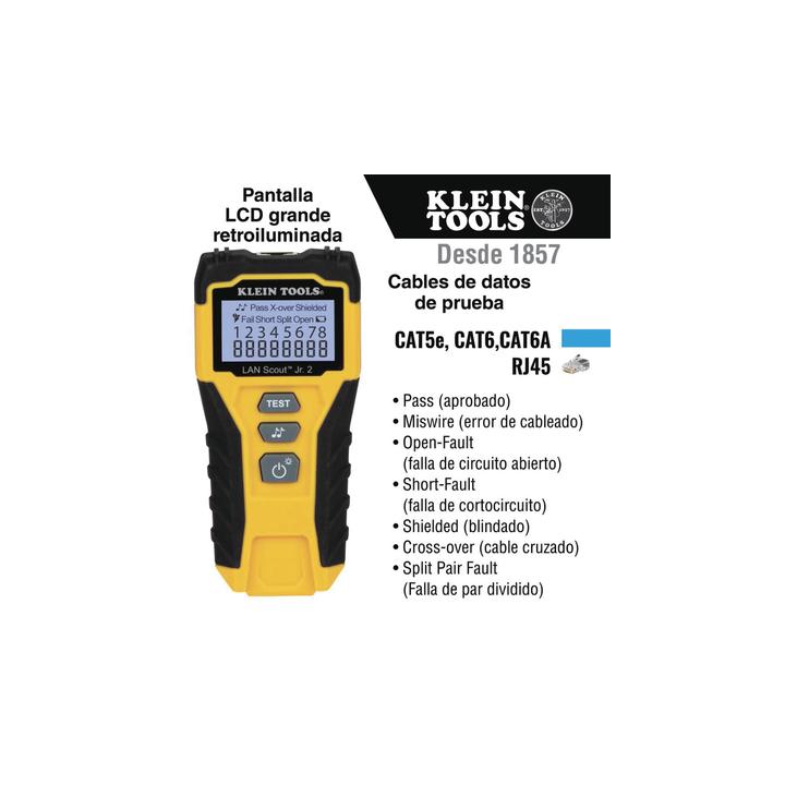 Tester  de Cable LAN Scout™ Jr. 2/ Para: Prueba aprobada/ Error de Cableado/ Falla de Circuito Abierto o
