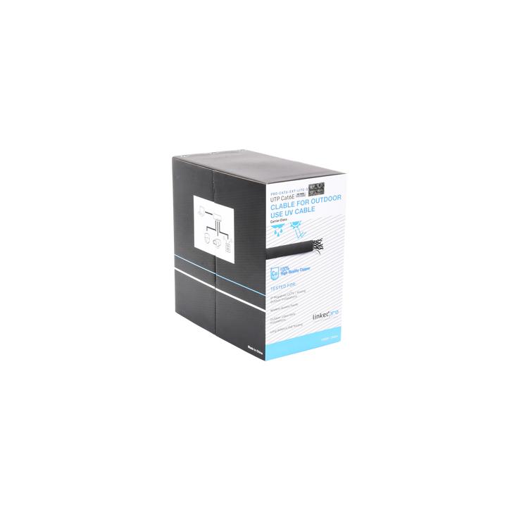Bobina de Cable 305 Metros (1000 Pies) Cat6, 24 AWG, Climas Extremos, Color Negro, Sin Blindar, para Intemperie