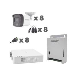 KIT TurboHD 1080p / DVR 8 Canales con audio por coaxitron / 8 Cámaras con Micrófono Integrado 101° Visión/  luz