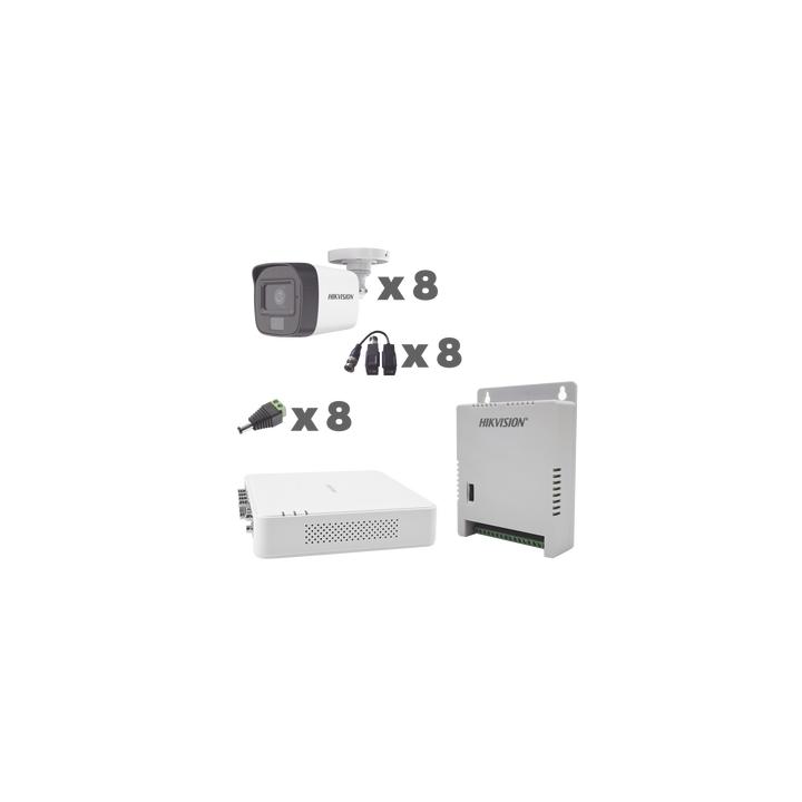 KIT TurboHD 1080p / DVR 8 Canales con audio por coaxitron / 8 Cámaras con Micrófono Integrado 101° Visión/  luz