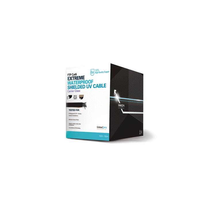 Bobina de 152.5 Metros (500 Pies) Cat6+ Calibre 23 Exterior Blindado Tipo FTP Para Climas Extremos, UL Para
