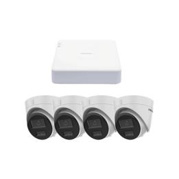 Kit IP 1080p (2 Megapixel) / NVR de 4 Canales con 4 Puertos PoE / 4 Cámaras IP Turret con Micrófono Integrado /