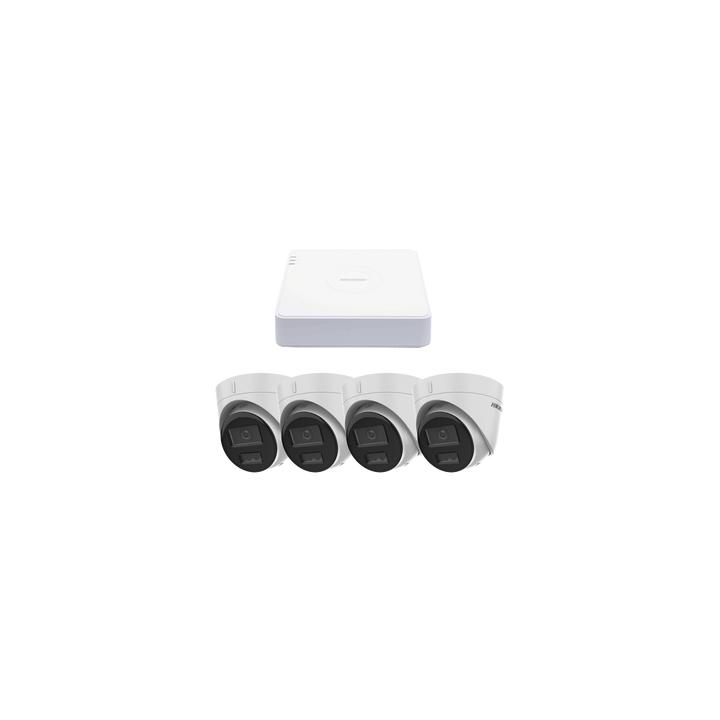 Kit IP 1080p (2 Megapixel) / NVR de 4 Canales con 4 Puertos PoE / 4 Cámaras IP Turret con Micrófono Integrado /