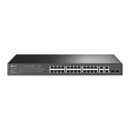 Switch PoE+ JetStream SDN Administrable 24 puertos 10/100 Mbps + 2 puertos 10/100/1000 Mbps (Uplink) + 2 puertos SFP