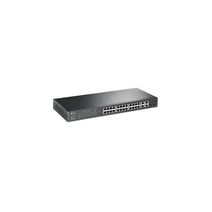 Switch PoE+ JetStream SDN Administrable 24 puertos 10/100 Mbps + 2 puertos 10/100/1000 Mbps (Uplink) + 2 puertos SFP