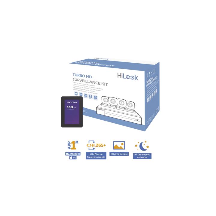 KIT TurboHD 1080p + SSD de 500 GB / DVR 4 canales / 4 Cámaras Bala de Metal / Fuente de Poder / Accesorios de