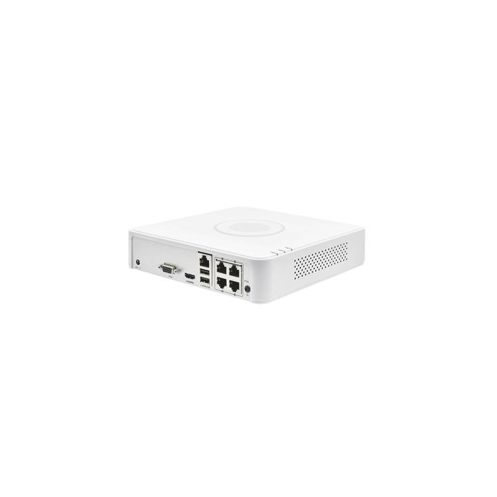 NVR 4 Megapixel (Compatible con Cámaras ACUSENSE) / 4 canales IP / 4 Puertos PoE /1 Bahía de Disco Duro / Salida de