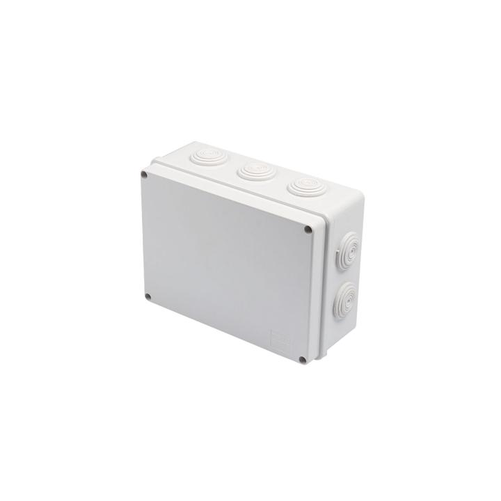 Caja Derivación-Conexión de Plástico (140 X 190 X 76 mm) con 10 Glándulas de Goma. Para Instalaciones Comerciales,