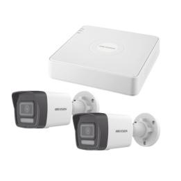 Kit IP 1080p (2 Megapixel) / NVR de 4 Canales con 4 Puertos PoE / 2 Cámaras Bala IP con Microfono Integrado / ColorVu