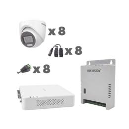 KIT TurboHD 1080p / DVR 8 Canales con audio por coaxitron / 8 Cámaras con Micrófono Integrado 101° Visión/  luz