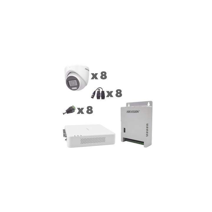 KIT TurboHD 1080p / DVR 8 Canales con audio por coaxitron / 8 Cámaras con Micrófono Integrado 101° Visión/  luz