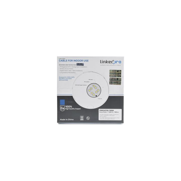 Cable Cat5e de Alto Rendimiento, con Certificaciones ETL, UL, Color Gris, de 100 Metros (328 Pies) para Aplicaciones en