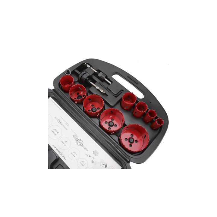 Juego de 13 Brocas Sierra Bimetálica con Adaptadores y Estuche. (3/4", 7/8", 1-1/8", 1-3/8",  1-1/2", 1-3/4", 2",
