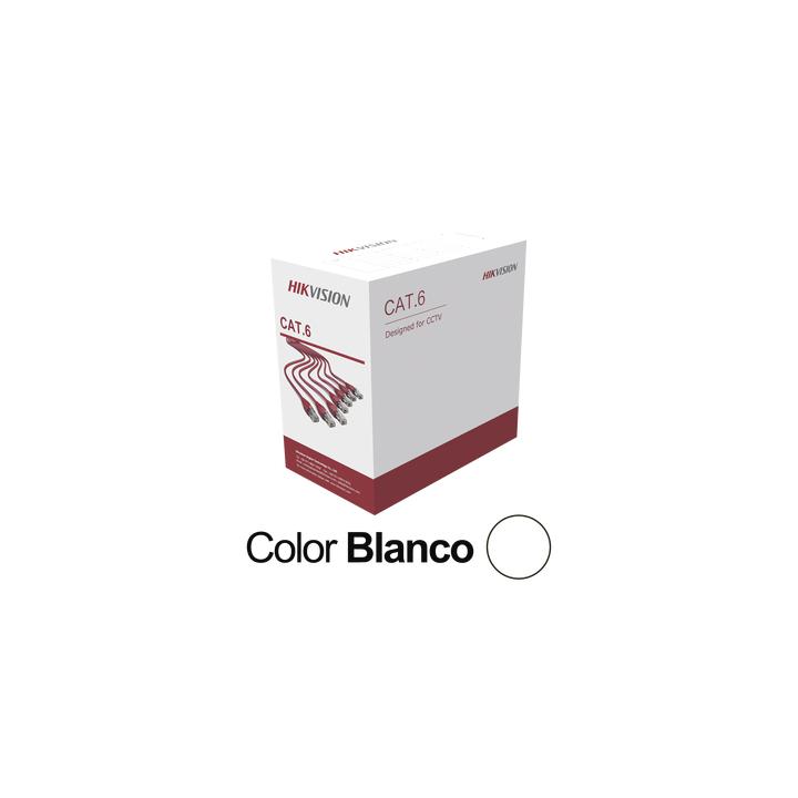 Bobina de Cable UTP 305 Metros (1000 Pies) / Cat 6 (24 AWG) / Color Blanco / PVC (CM) / Uso en Interior / CCA (Cobre