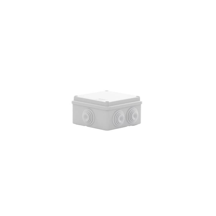 Caja Estanca de PVC Para Derivación y Conexión, 6 Entradas, Tapa Atornillada,100x100x50 mm (Área Interna), Uso