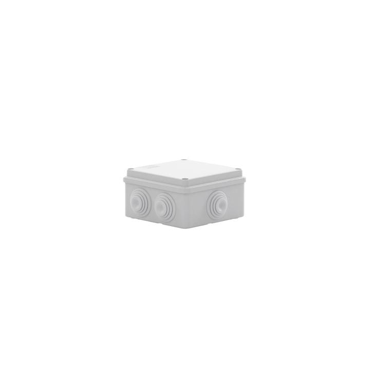 Caja Estanca de PVC Para Derivación y Conexión, 6 Entradas, Tapa Atornillada,100x100x50 mm (Área Interna), Uso