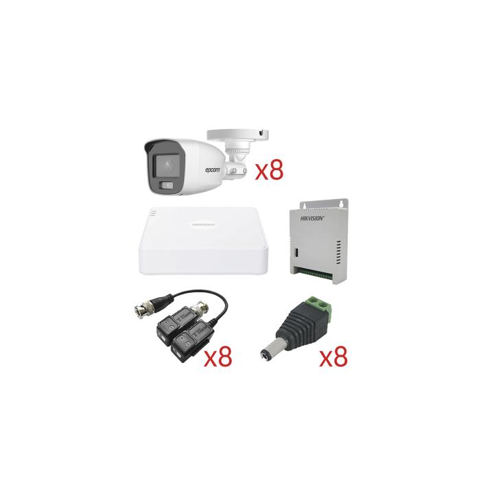 KIT TurboHD con Audio 1080p / DVR 8 Canales 1080p lite / 8 Cámaras Bala (exterior 2.8 mm) / Transceptores / Conectores