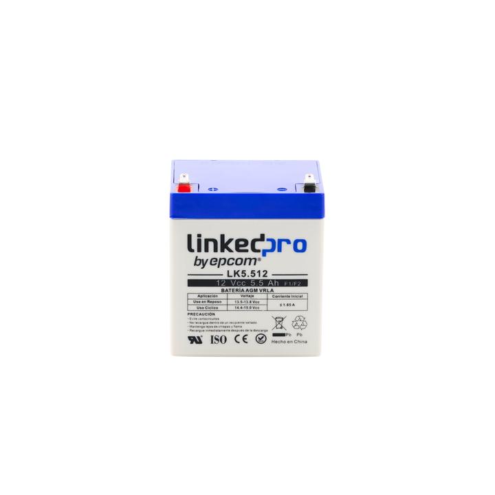 Batería 12 V / 5.5 Ah / UL / Vida útil promedio 5 años / Tecnología AGM / Para uso en equipo electrónico, Alarmas