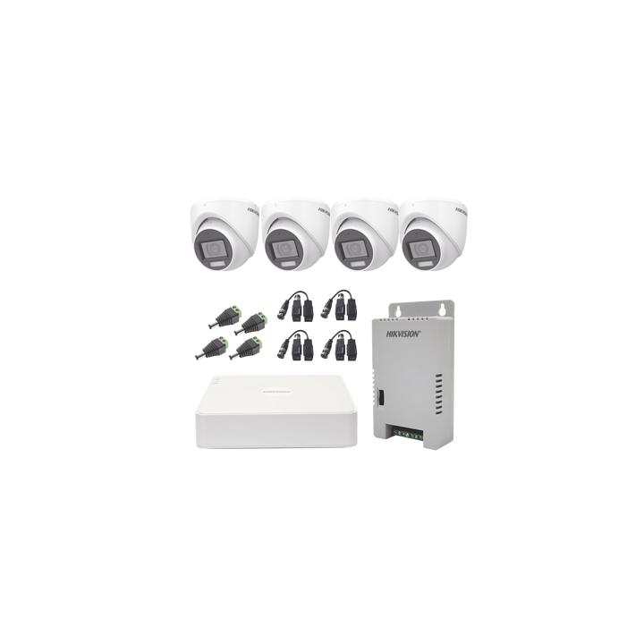 KIT TurboHD 1080p / DVR 4 Canales con audio por coaxitron / 4 Cámaras con Micrófono y  106° Visión/  luz blanca +