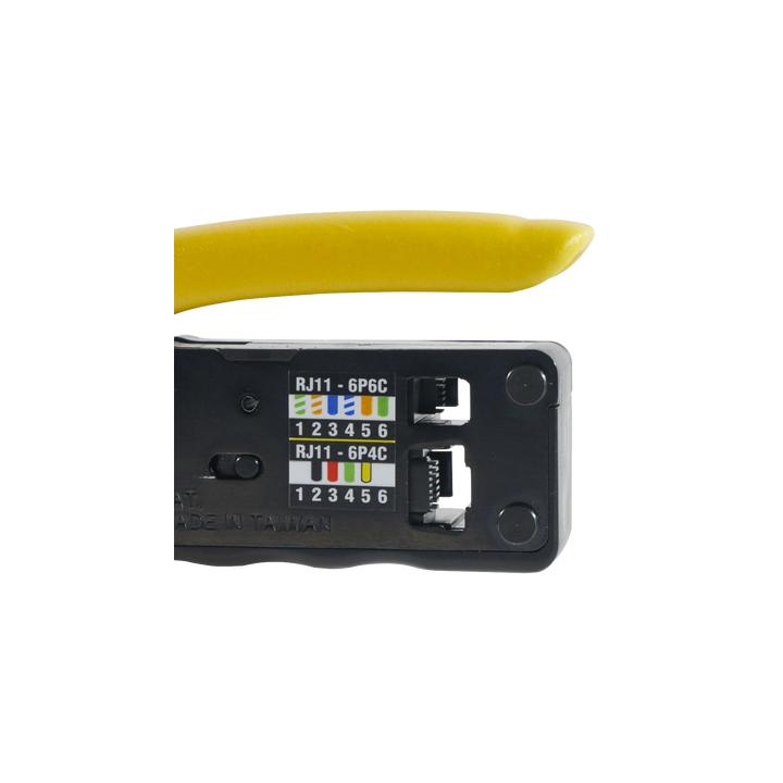 Ponchadora/Pelacables/Cortacables Compacta con Matraca para Conectores  RJ45 y RJ11/RJ12.