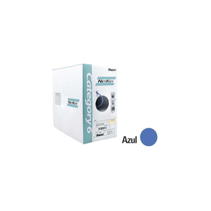 Bobina de Cable UTP 305 Metros (1000 Pies) de Cobre, NetKey, Azul, Categoría 6 (24 AWG), 1000Mbps, Riser (CMR), de 4