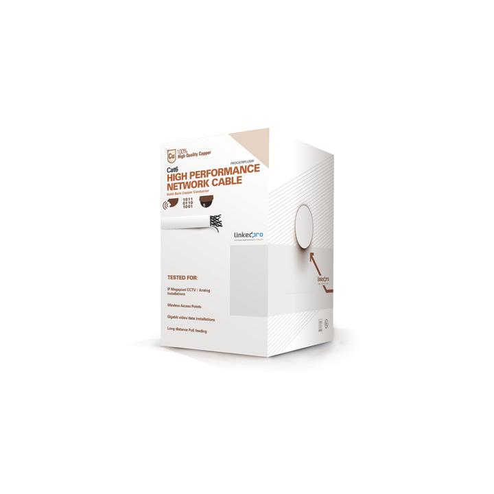 Bobina de Cable de 305 Metros (1000 Pies) de Cable Cat6 de Alto Desempeño, Super Flexible, UL, Cobre, Color Blanco,
