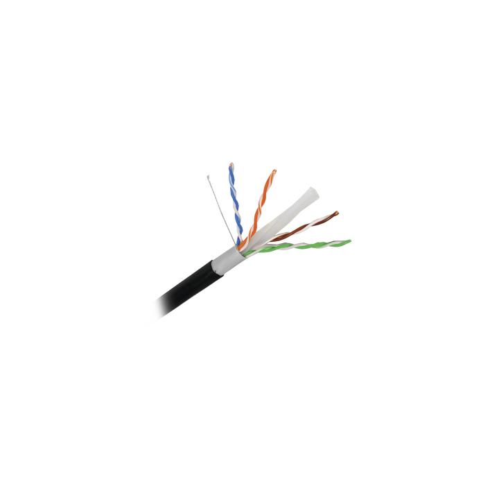Cable Cat6+ Calibre 23, UTP, Intemperie con Gel Doble Chaqueta, ETL, UL, Color Negro de 305 Metros (1000 Pies), para