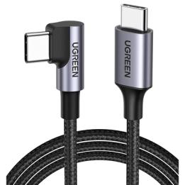 Cable USB-C a USB-C | 1 Metro (3.28 Pies) | Conector con Ángulo Recto de 90° | Carga Rápida de hasta 60W | 480 Mbps