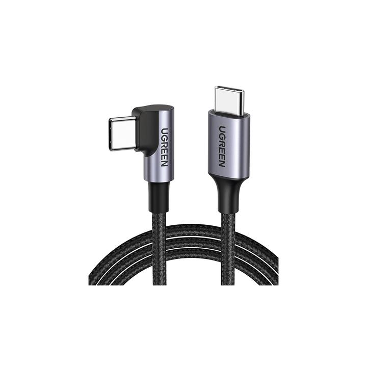 Cable USB-C a USB-C | 1 Metro (3.28 Pies) | Conector con Ángulo Recto de 90° | Carga Rápida de hasta 60W | 480 Mbps