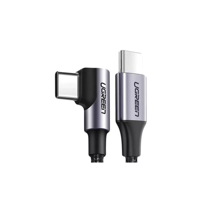Cable USB-C a USB-C | 1 Metro (3.28 Pies) | Conector con Ángulo Recto de 90° | Carga Rápida de hasta 60W | 480 Mbps