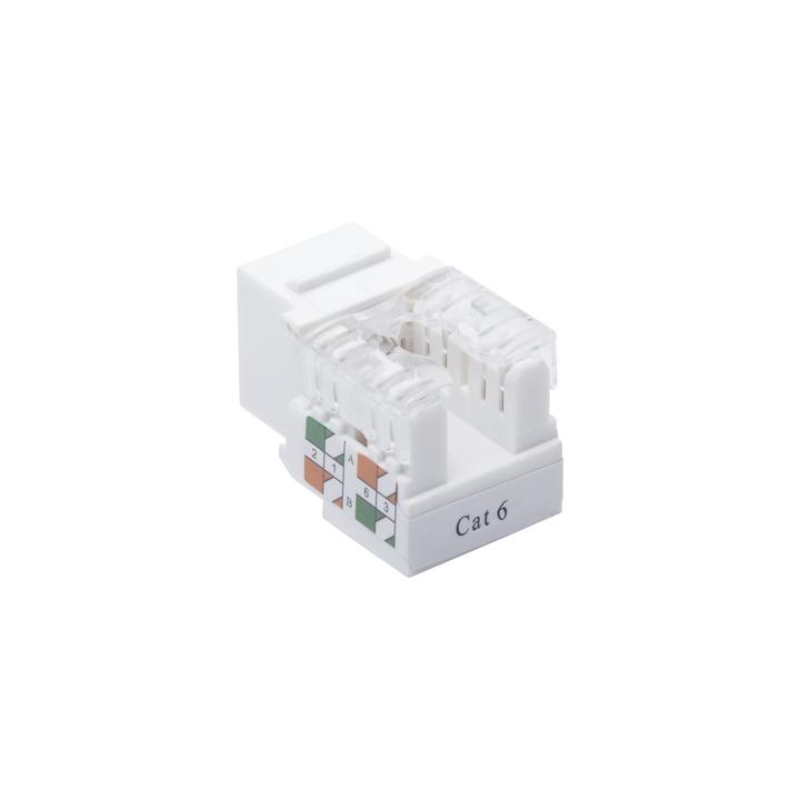 Módulo Jack Keystone Cat6 con Terminación 110 (Punchdown) para Faceplate - Color Blanco