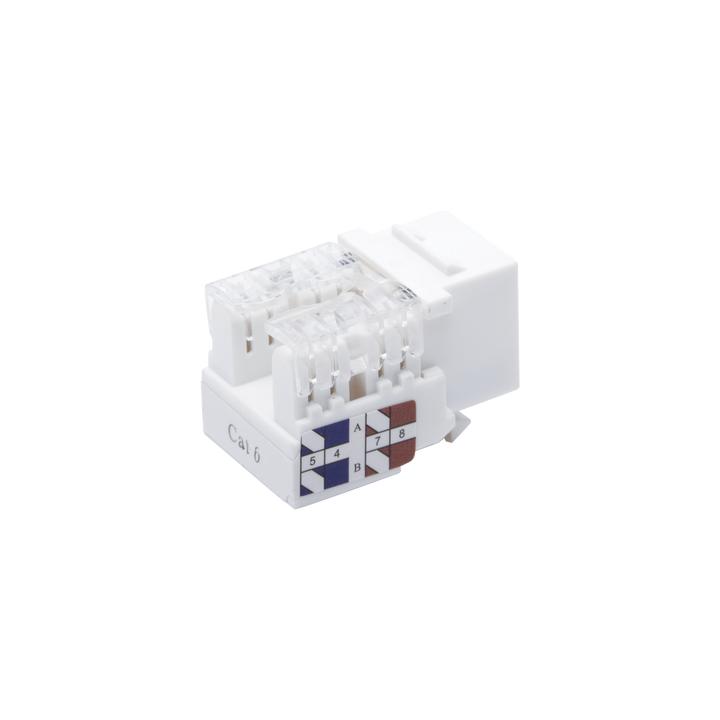 Módulo Jack Keystone Cat6 con Terminación 110 (Punchdown) para Faceplate - Color Blanco