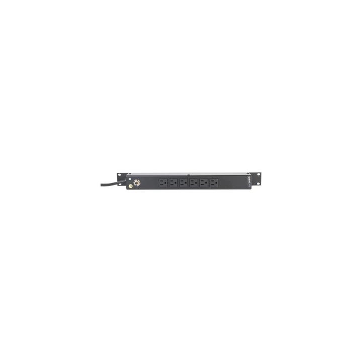 Multicontacto Horizontal (PDU) de 6 Contactos (NEMA 5-15R) Rack 19" 1UR. Voltaje Entrada/Salida: 120Vca/15A