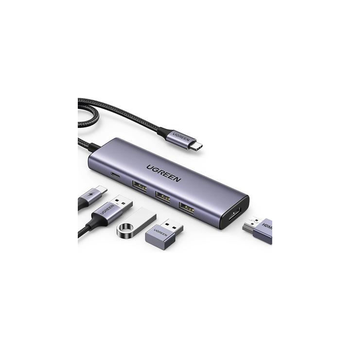 HUB USB-C (Docking Station) 5 en 1 | HDMI 2.0 4K@30Hz | 3 USB-A 3.0 (5Gbps) | USB-C PD Carga 100W | Potente Disipación