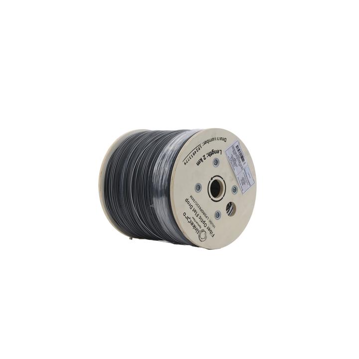 Carrete de 2 km de Fibra Óptica Drop Plana, Interior/Exterior G.657A2 Monomodo de 2 Hilos (Bifibra), Dieléctrica,